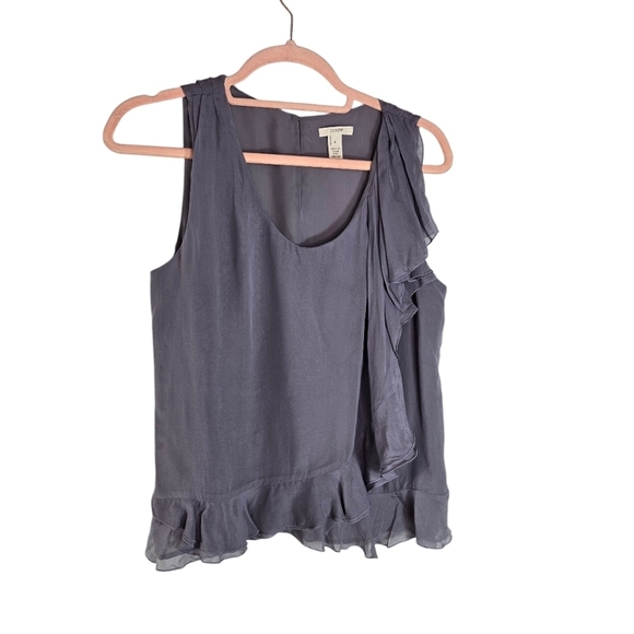 J Crew dusty lilac silk chiffon side ruffle sleeveless top - Picture 1 of 7